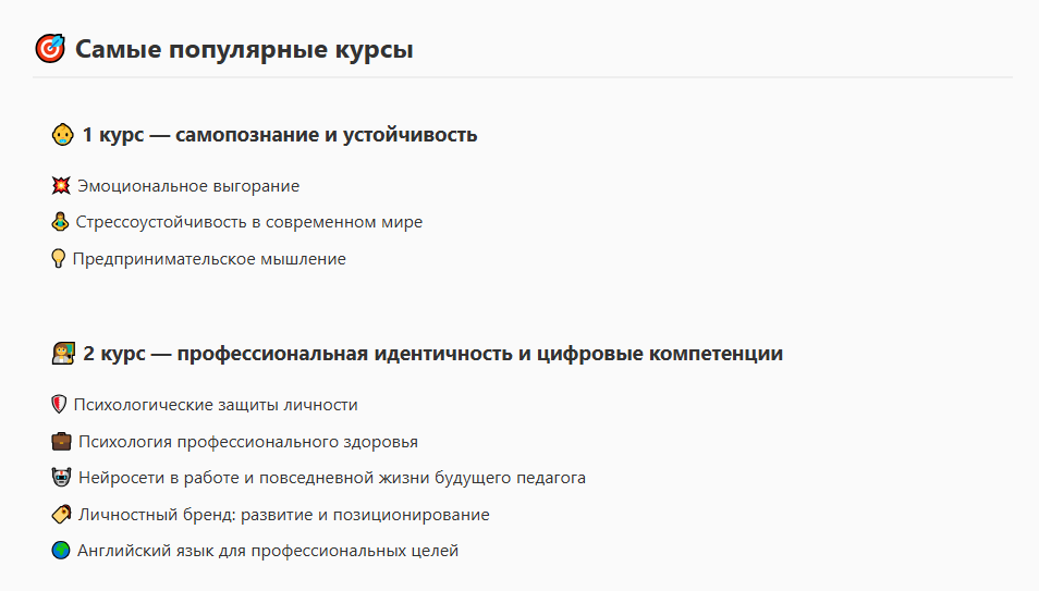 самые популярные курсы